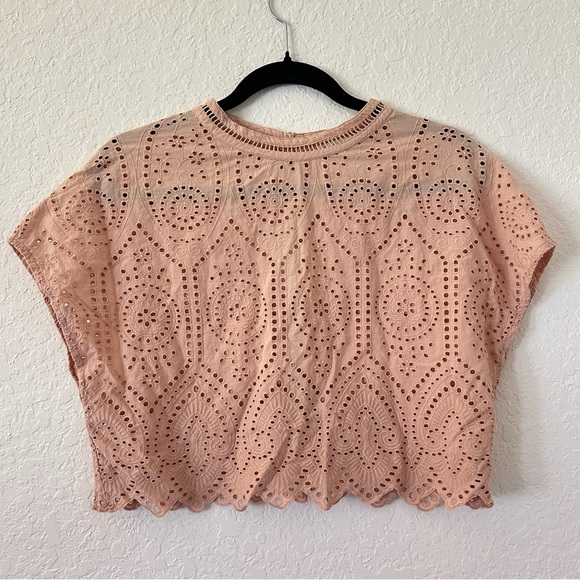 Mango Eyelet Open-Back Crop Top Size Small - Picture 1 of 4